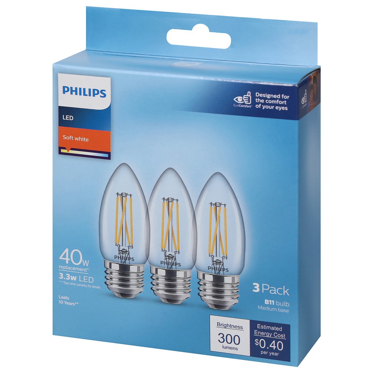 slide 9 of 9, Philips 3.3 Watts Soft White LED Light Bulbs 3 ea, 3 ct