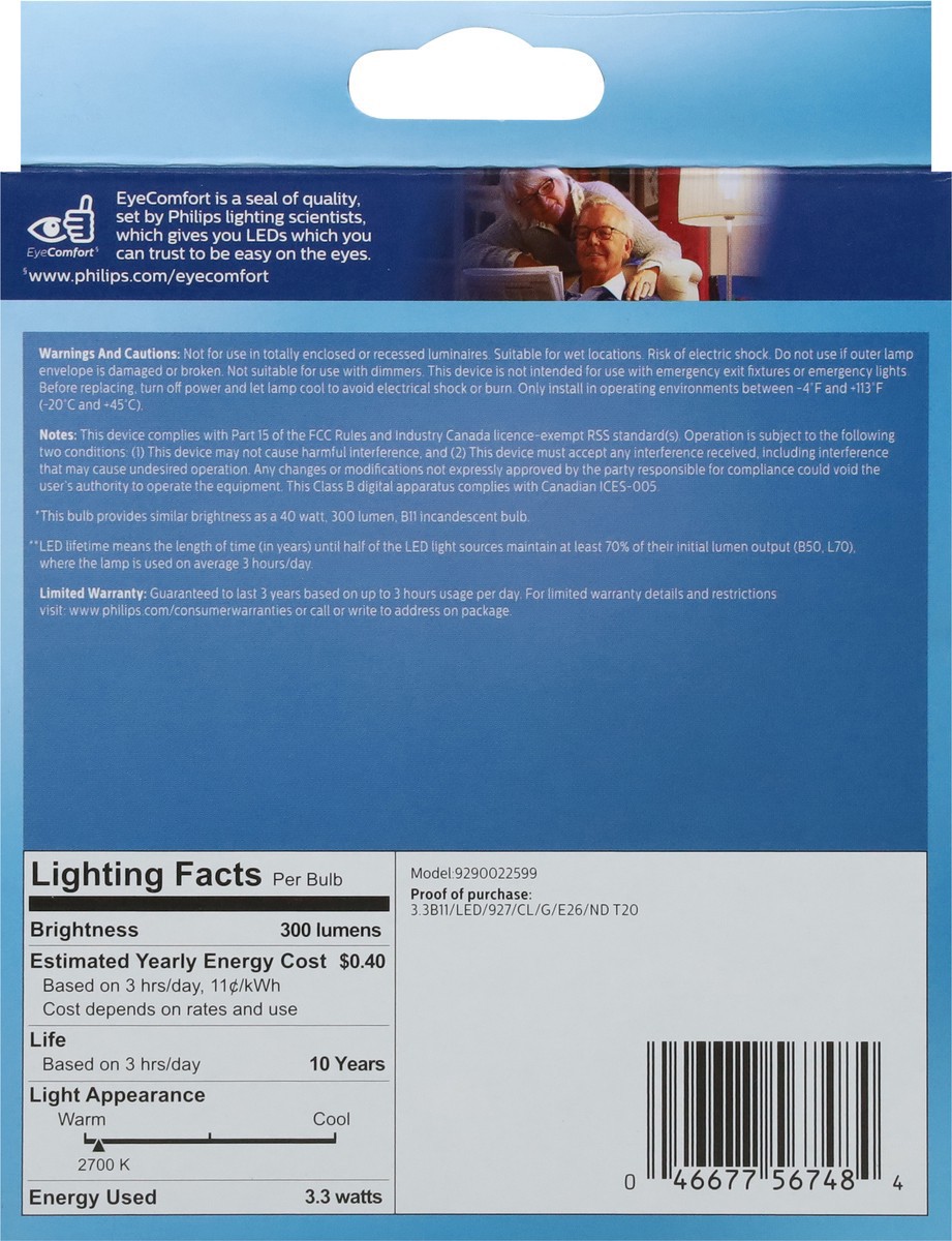slide 3 of 9, Philips 3.3 Watts Soft White LED Light Bulbs 3 ea, 3 ct