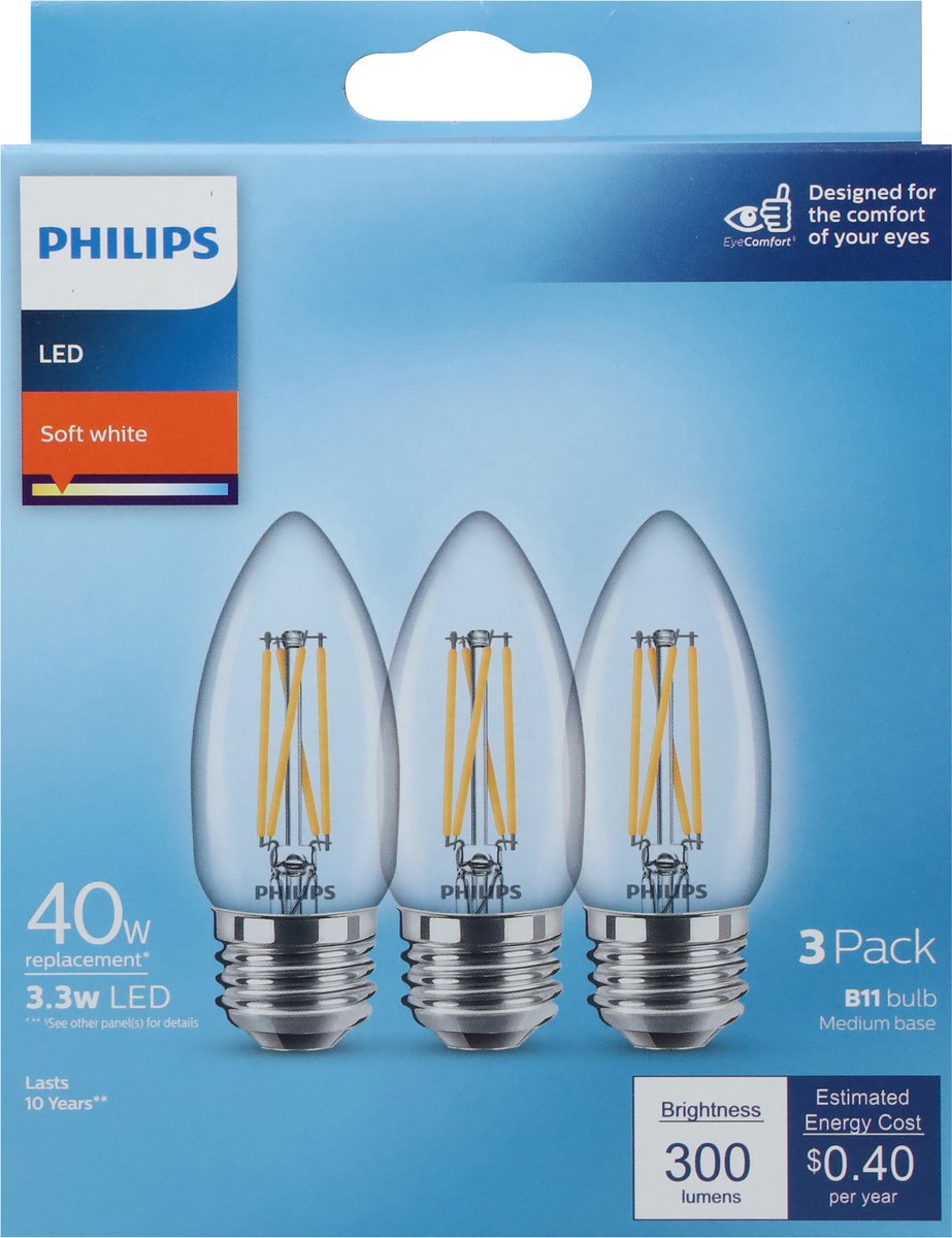slide 5 of 9, Philips 3.3 Watts Soft White LED Light Bulbs 3 ea, 3 ct