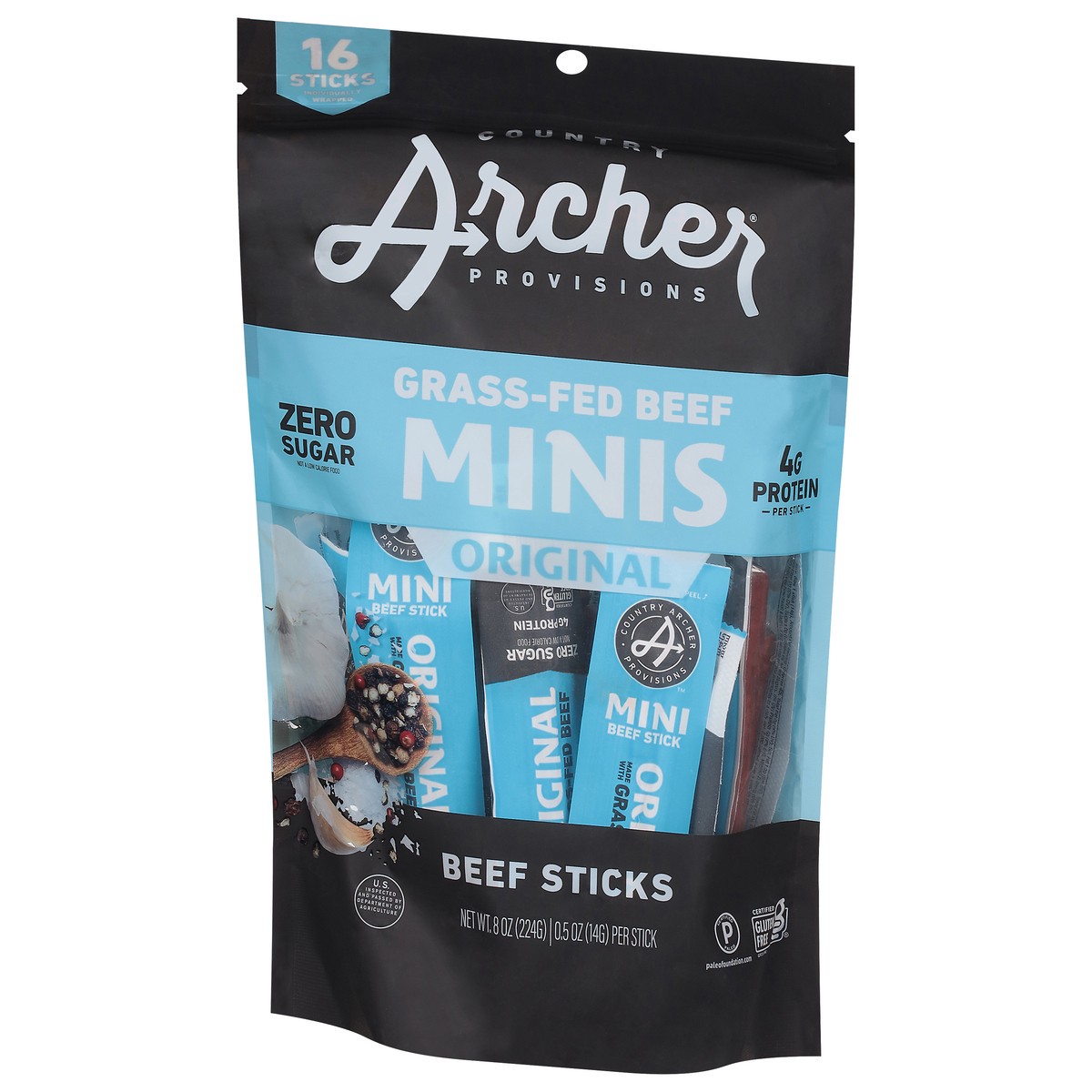 slide 3 of 4, Country Archer Provisions Mild Original Minis Beef Sticks 16 - 0.5 oz Sticks, 8 oz