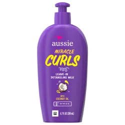 Aussie Miracle Curls Leave-In Detangling Milk Made with Coconut Oil 6.7 fl oz, Paraben Free