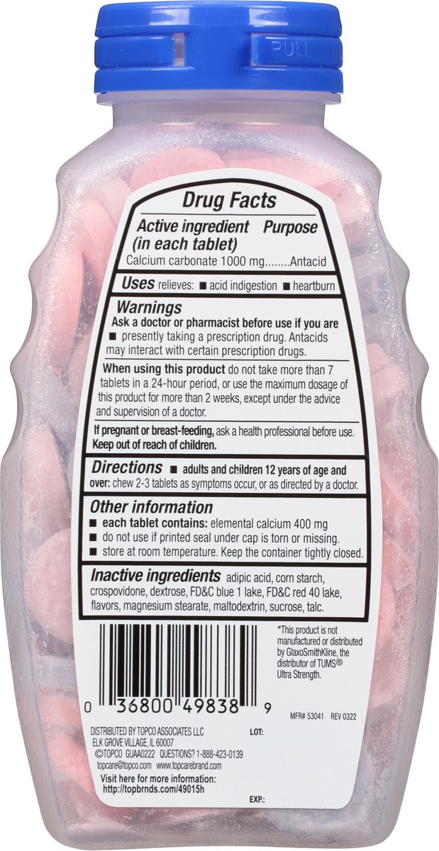 slide 10 of 14, TopCare Health 1000 mg Ultra Strength Assorted Berry Flavors Antacid 72 Tablets, 72 ct