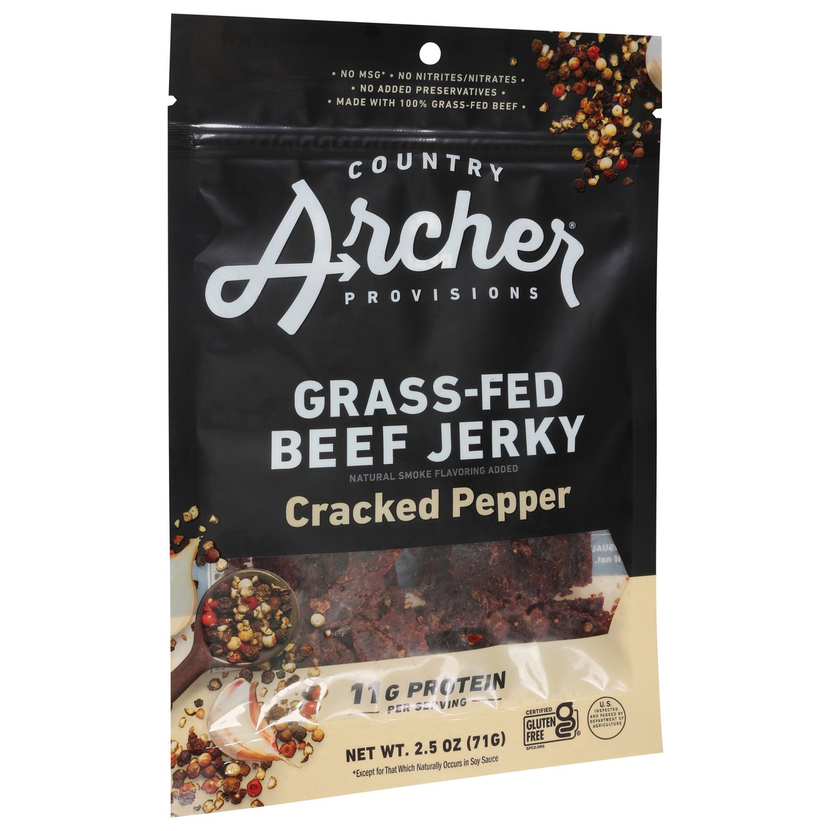 slide 4 of 14, Country Archer Beef Jerky, Cracked Pepper, Grass-Fed - 2.5 oz, 2.5 oz