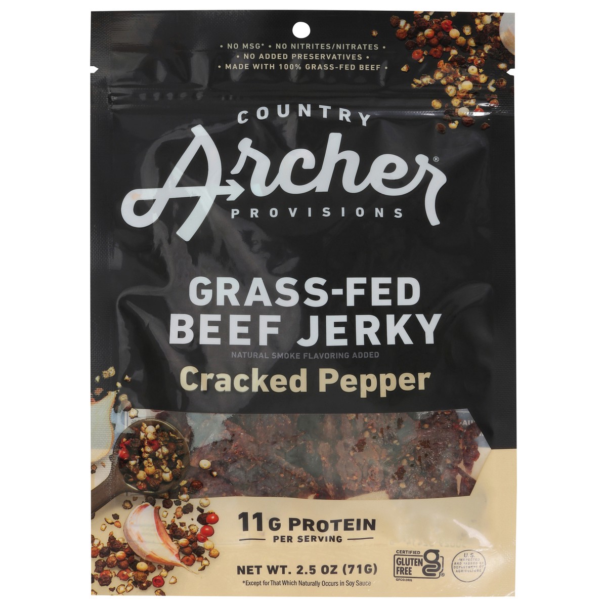 slide 14 of 14, Country Archer Beef Jerky, Cracked Pepper, Grass-Fed - 2.5 oz, 2.5 oz