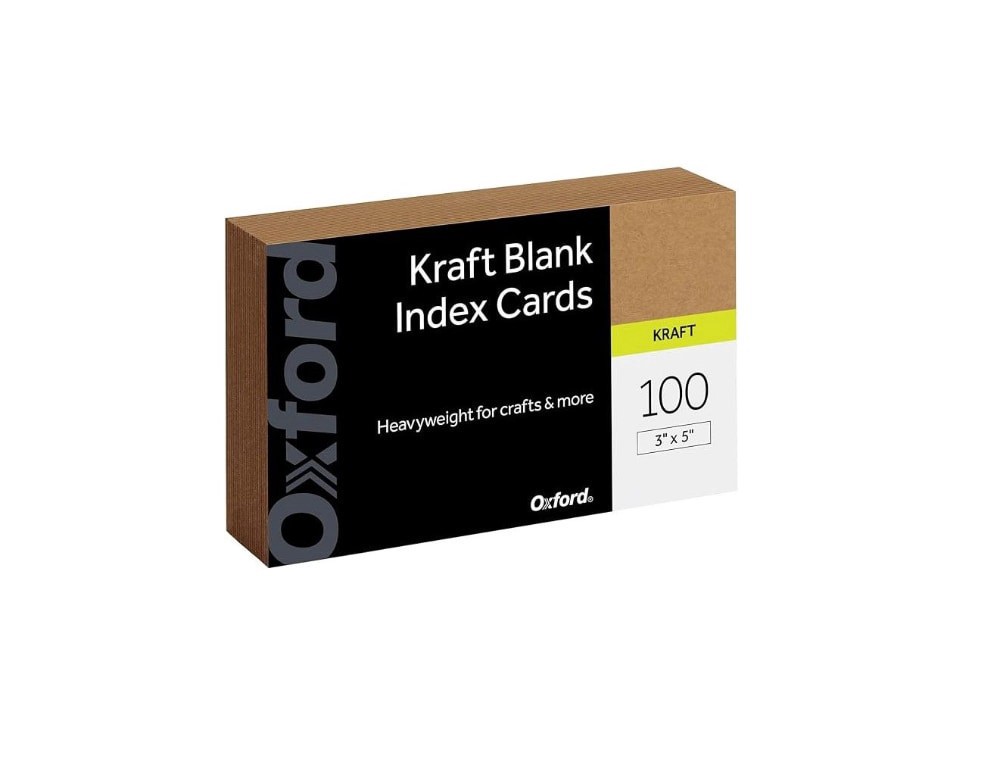 slide 1 of 1, Oxford® Kraft Blank Index Cards, 100 ct