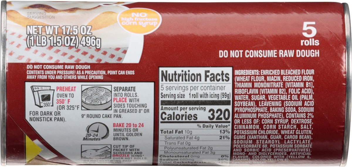 slide 8 of 9, Food Club Original Icing Cinnamon Rolls Jumbo 5 ea, 5 ct