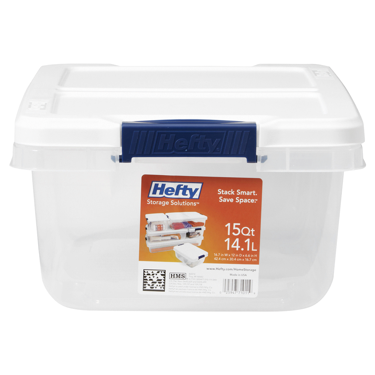 slide 2 of 3, Hefty Storage Tote, Clear, 15 qt