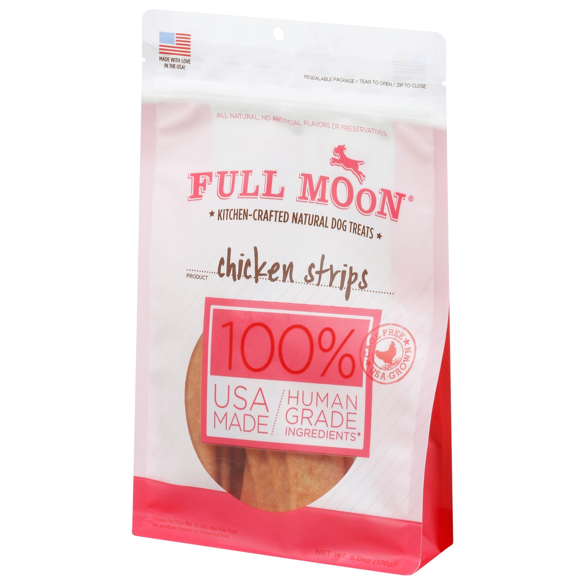 slide 3 of 9, Full Moon Dog Treat Chicken Strips Dog Treat, 6 oz