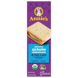 Annie's Organic B-Day Cake Graham Sandwich Cookies, Birthday Cake Flavored Creme, 12 Cookies, 8 oz