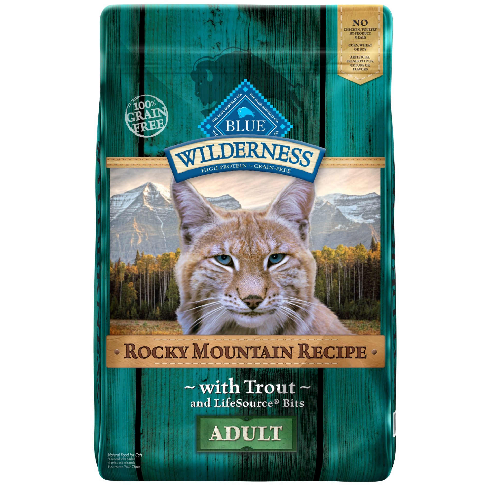 slide 1 of 1, Blue Buffalo Blue Wilderness Rocky Mountain Recipe Adult Trout Dry Cat Food, 10 lb