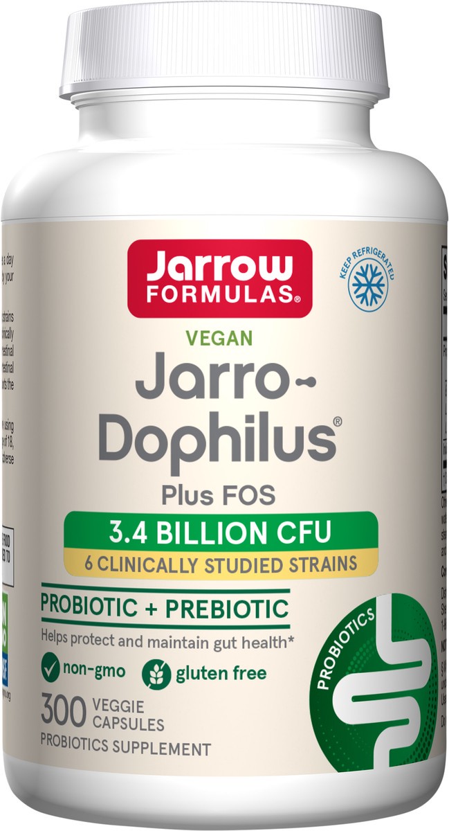 slide 5 of 5, Jarrow Formulas Jarro-Dophilus + FOS - 3.4 Billion CFU Per Serving - Prebiotic & Probiotics Supplement for Immune & Intestine Support - Up to 300 Servings (Veggie Caps), 1 ct
