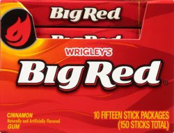 BIG RED Cinnamon Chewing Gum Bulk Pack, 15 Sticks (Pack of 10)