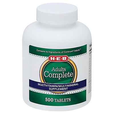 slide 1 of 1, H-E-B Complete Multivitamins Adult, 500 ct