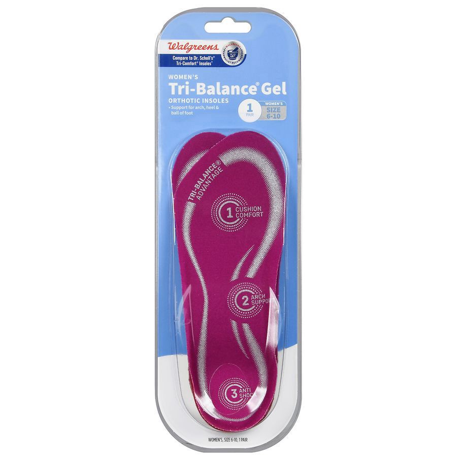 slide 1 of 5, Walgreens Women's Tri-Balance Gel Orthotic Inserts 6-10, 1 ct