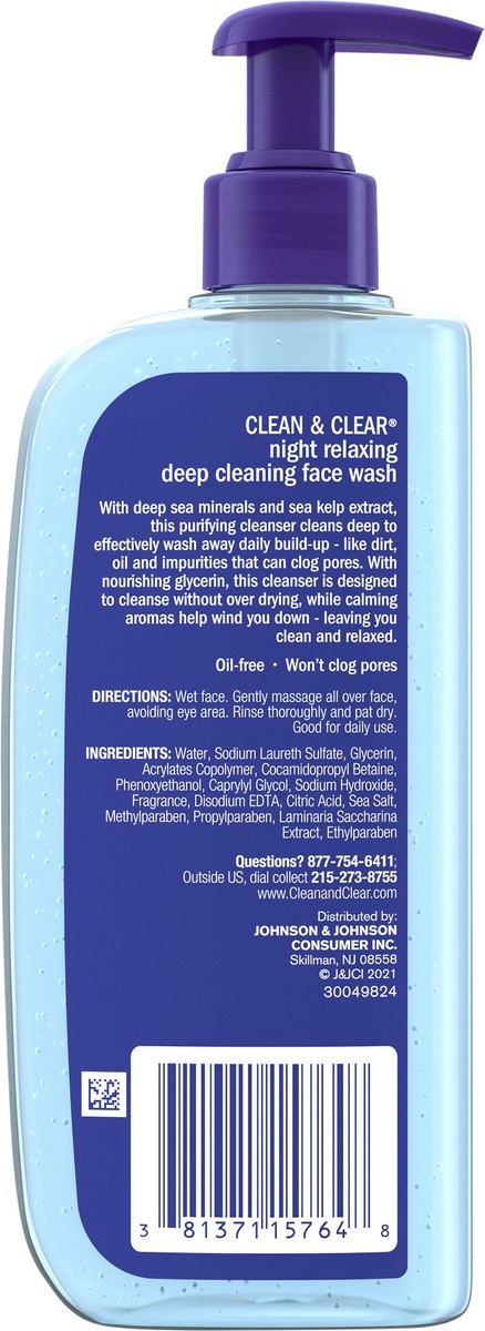 slide 4 of 7, Clean & Clear Night Relaxing Oil-Free Deep Cleaning Face Wash - 8 fl oz, 8 fl oz