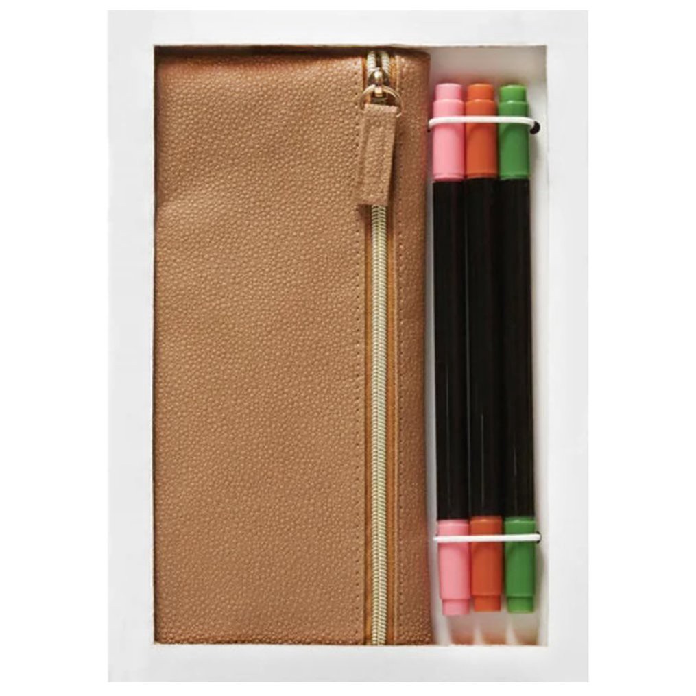 slide 1 of 1, C.R. Gibson Pencil Pouch Set – Tan, 3 ct; 1/2  x 7.5 ft
