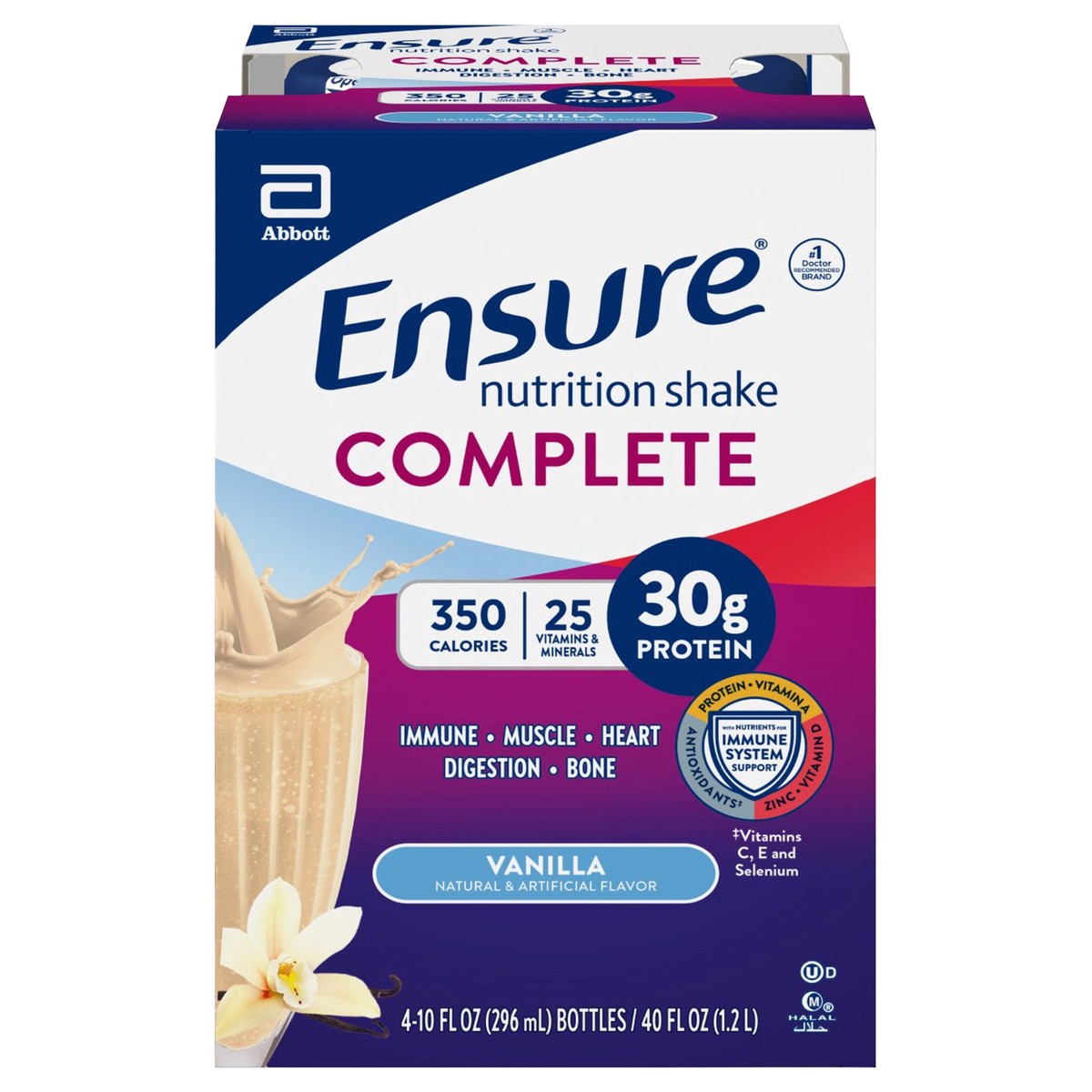 slide 4 of 12, Ensure Complete Vanilla Nutrition Shake 4-10 fl oz Bottle, 4 ct