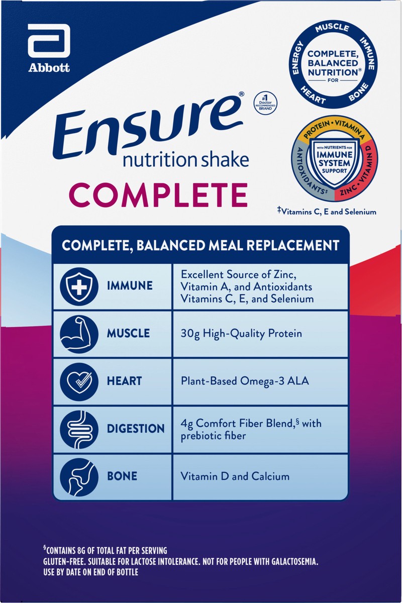 slide 11 of 12, Ensure Complete Vanilla Nutrition Shake 4-10 fl oz Bottle, 4 ct