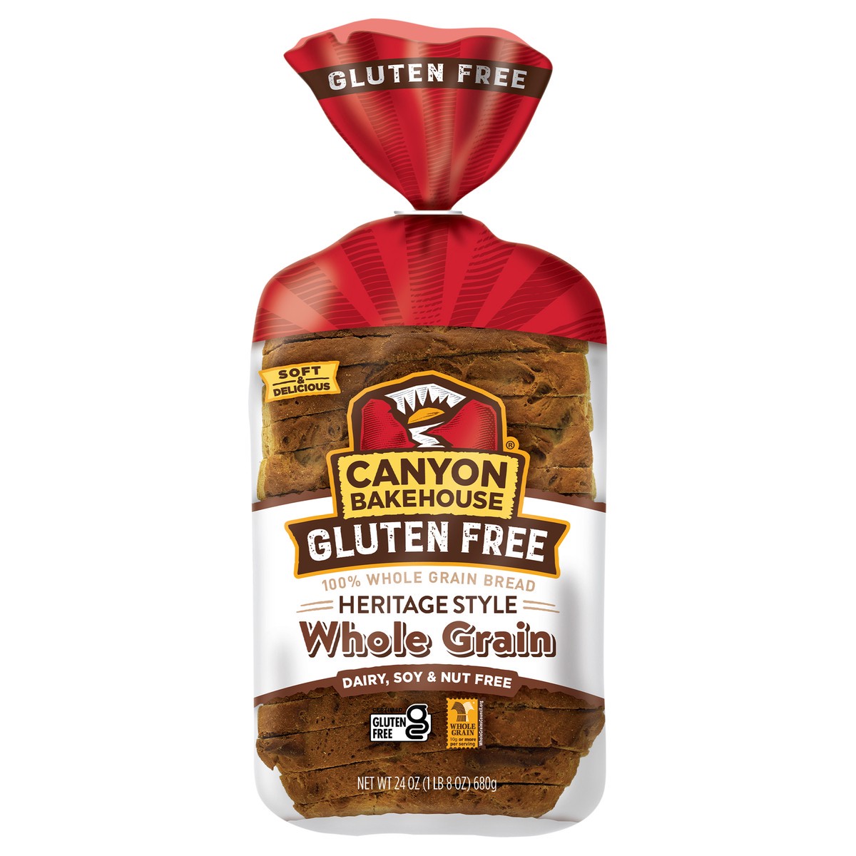 slide 1 of 8, Canyon Bakehouse Heritage Style Whole Grain Gluten Free Bread, Large-Sliced, Frozen, 24 oz, Loaf, 24 oz