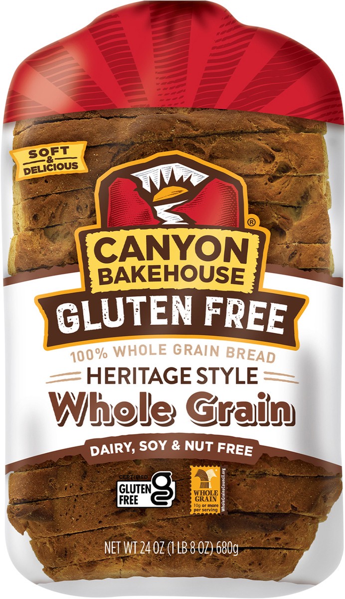 slide 5 of 8, Canyon Bakehouse Mountain White Bread, Gluten Free Bread, 100% Whole Grain, Frozen, 18 oz Loaf, 24 oz