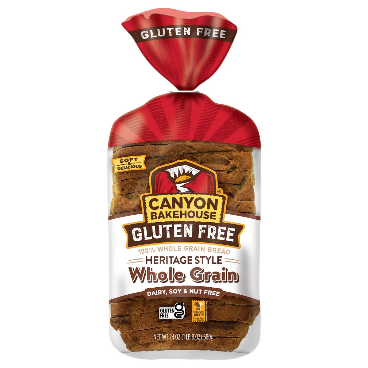 slide 1 of 8, Canyon Bakehouse Heritage Style Whole Grain Gluten Free Bread, Large-Sliced, Frozen, 24 oz, Loaf, 24 oz