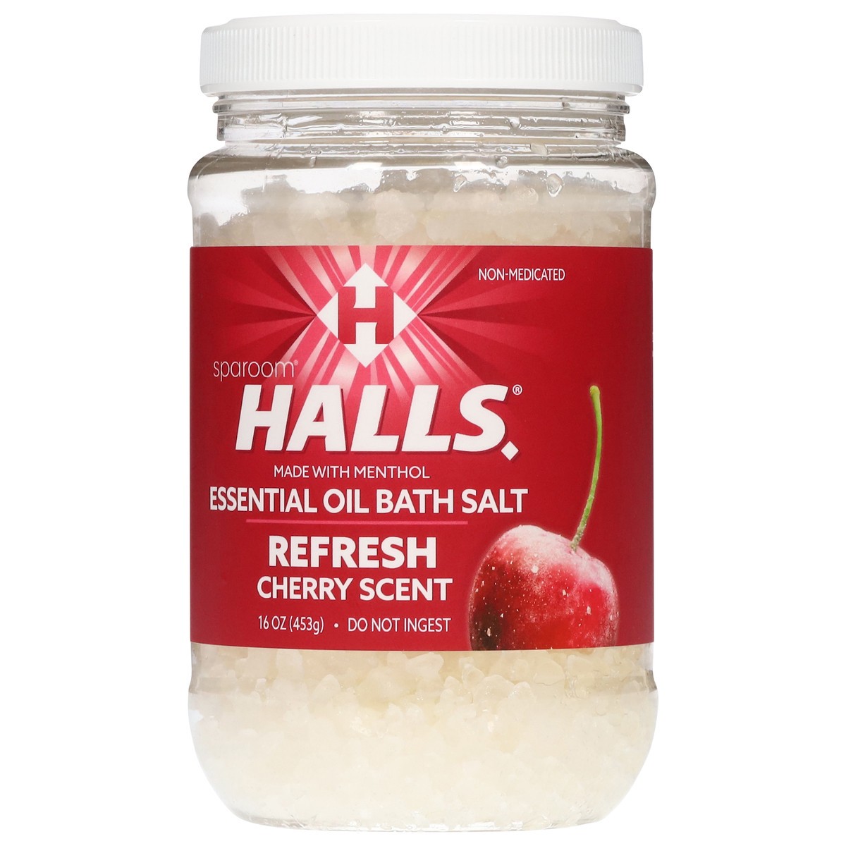 slide 4 of 4, SpaRoom Halls Essential Oil Refresh Cherry Scent Bath Salt 16 oz, 16 oz