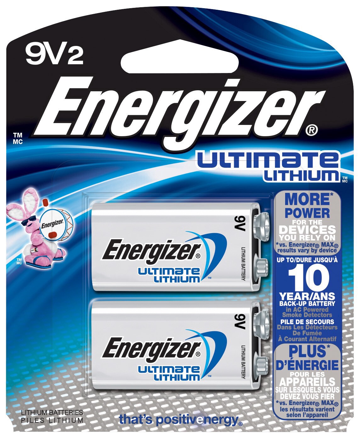 slide 1 of 1, Energizer Lithium 9-Volt Batteries 2 -Pack, 1 ct