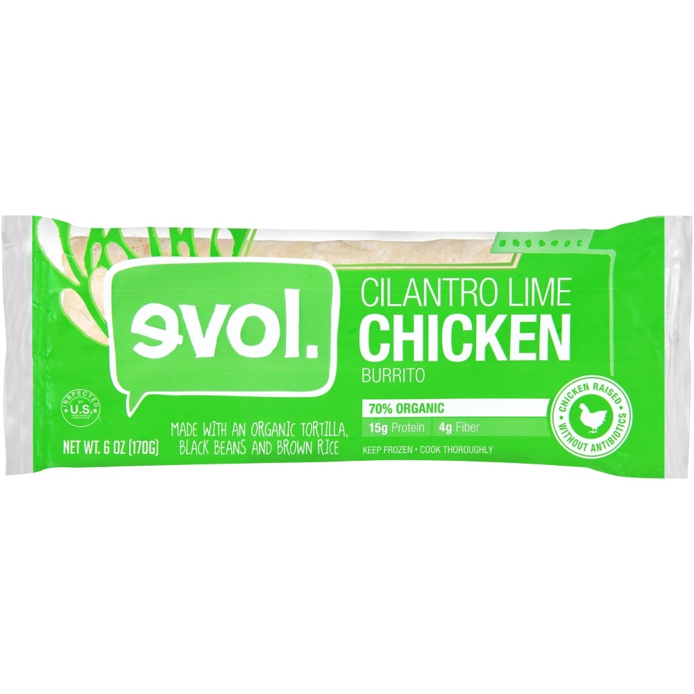 slide 1 of 1, EVOL Burrito, Organic Cilantro Lime Chicken, 6 oz