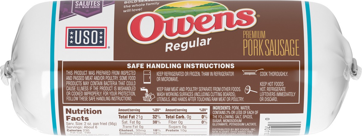 slide 5 of 9, Owens Premium Regular Pork Sausage 16 oz, 16 oz