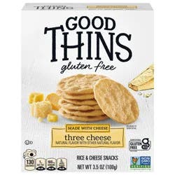GOOD THINS Three Cheese Rice & Cheese Snacks Gluten Free Crackers, Snack Crackers, 3.5 oz