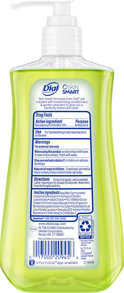 slide 2 of 3, Dial Antibacterial + Sensitive Aloe Scent Hand Soap + Aloe 11 fl oz, 11 fl oz