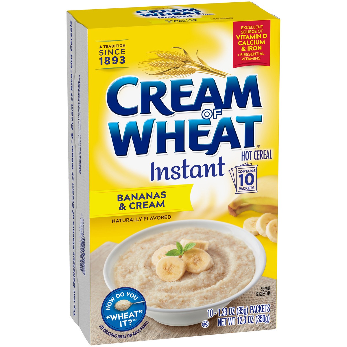 slide 2 of 9, Cream of Wheat Instant Bananas & Cream Hot Cereal 10-1.23 oz. Packets, 12.3 oz