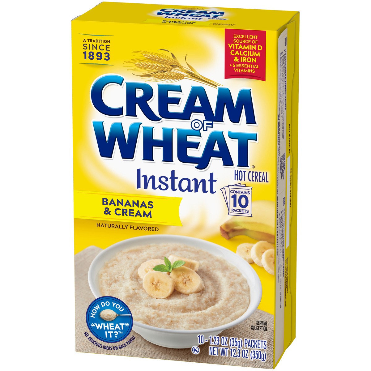 slide 5 of 9, Cream of Wheat Instant Bananas & Cream Hot Cereal 10-1.23 oz. Packets, 12.3 oz