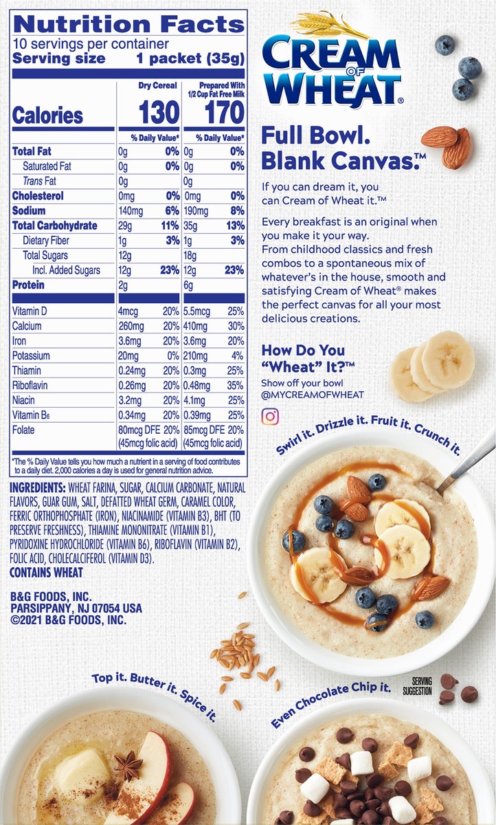 slide 8 of 9, Cream of Wheat Instant Bananas & Cream Hot Cereal 10-1.23 oz. Packets, 12.3 oz