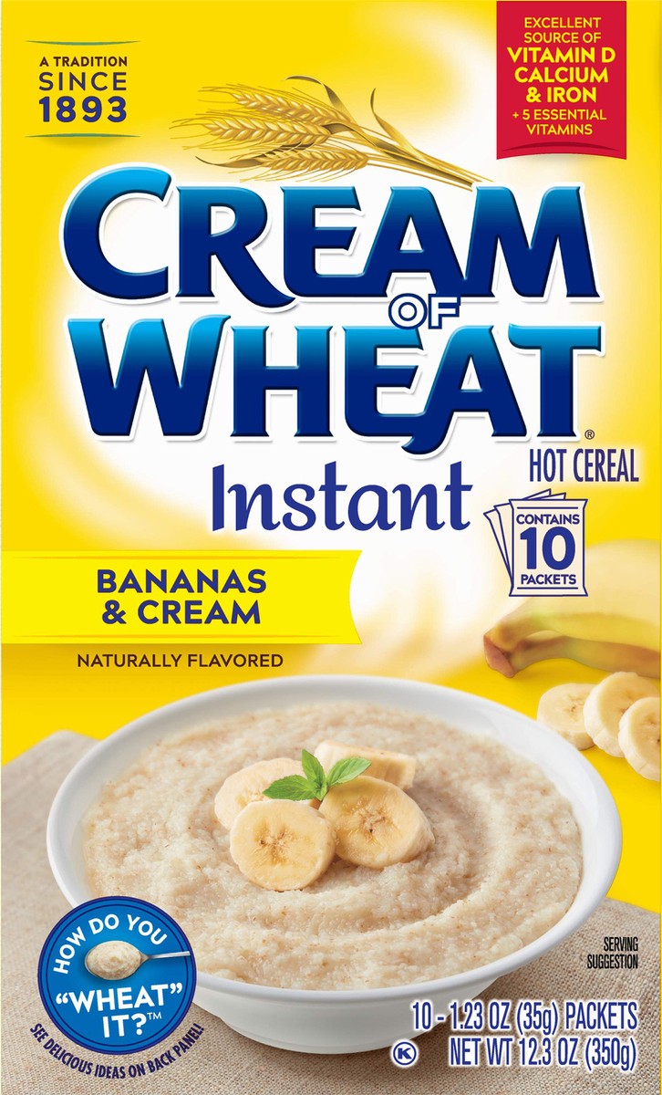 slide 6 of 9, Cream of Wheat Instant Bananas & Cream Hot Cereal 10-1.23 oz. Packets, 12.3 oz