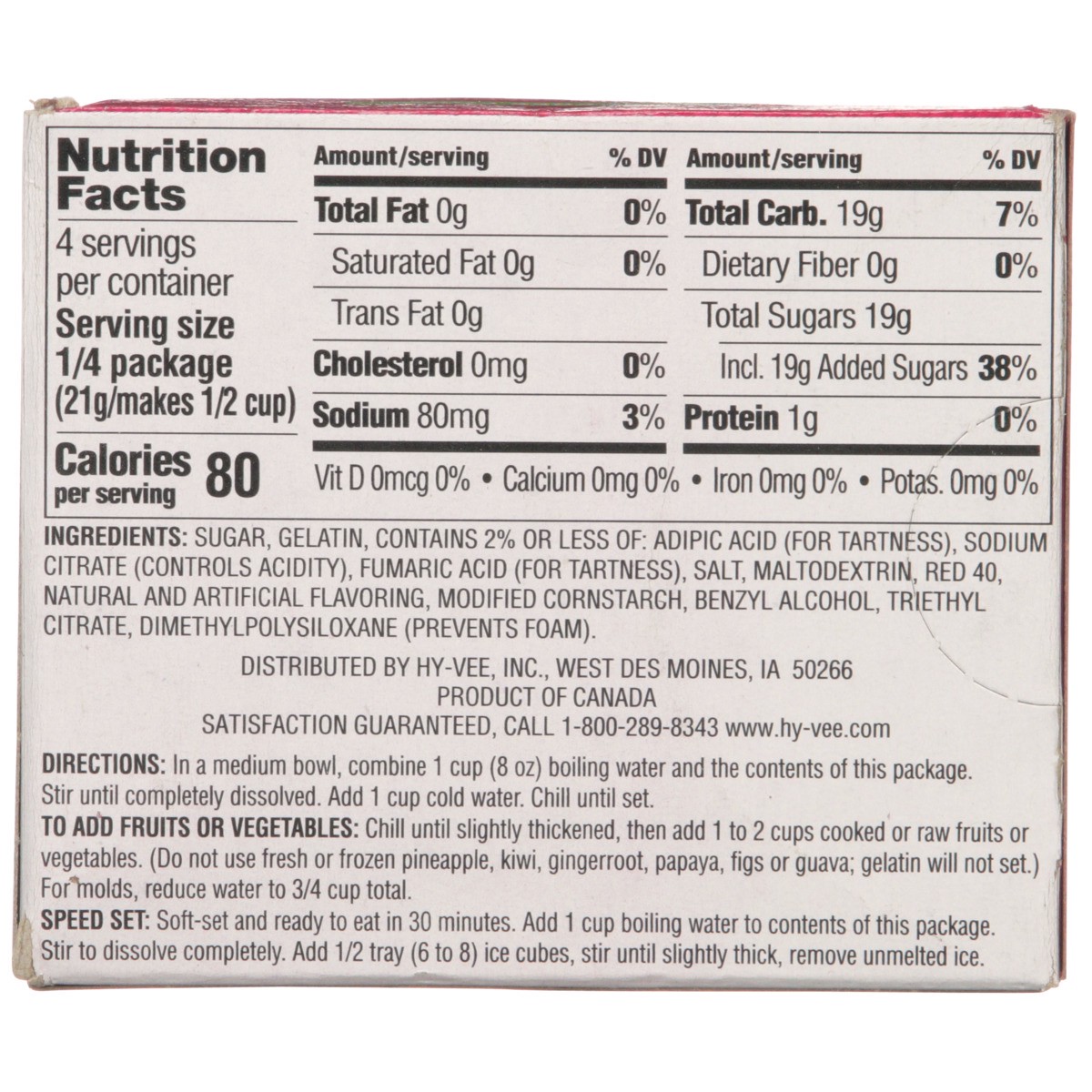 slide 5 of 8, Hy-vee Strawberry Gelatin Dessert - 3 oz, 3 oz