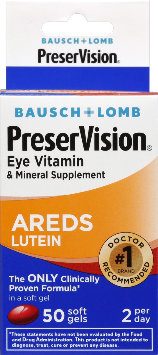 slide 4 of 5, PreserVision Bausch+Lomb Preservision Areds Lutein Eye Vitamn&Min Softgel, 50 ct