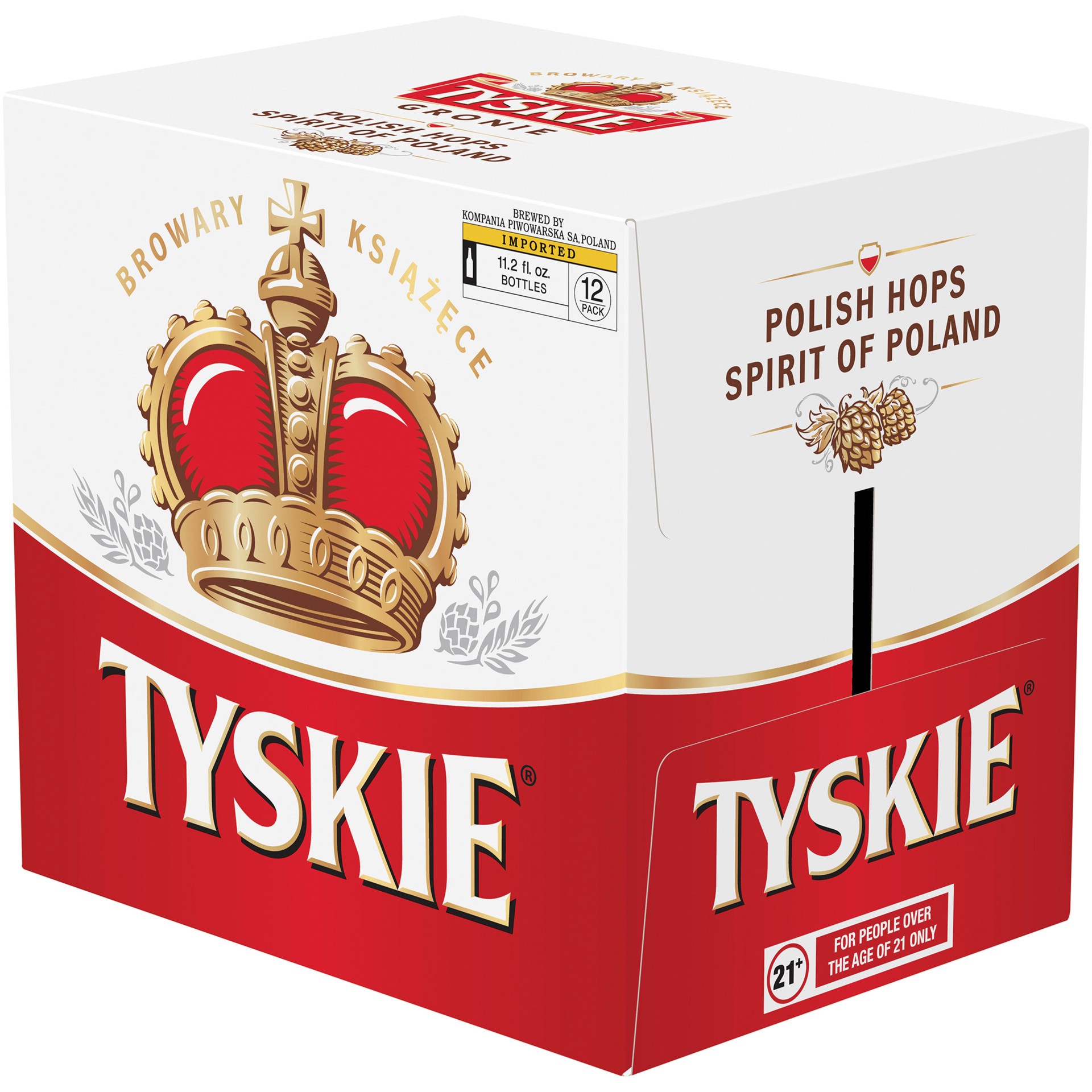 slide 2 of 2, Tyskie Gronie Import Beer, Polish Pale Lager, 12 Pack, 11 fl. oz. Bottles, 33 cl