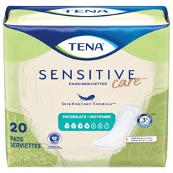 TENA Sensitive Care Moderate Absorbency Incontinence Pad, Regular Length, 20 ct
