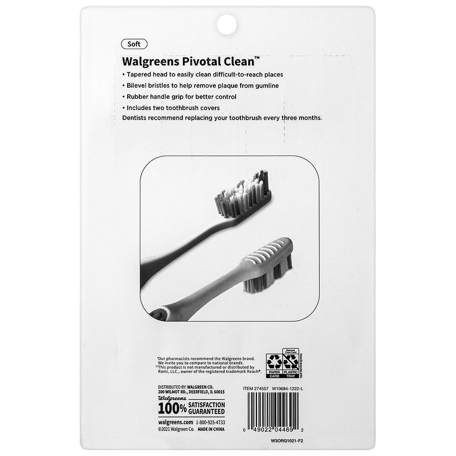 slide 2 of 2, Walgreens Pivotal Clean Toothbrushes Full Soft, 6 ct