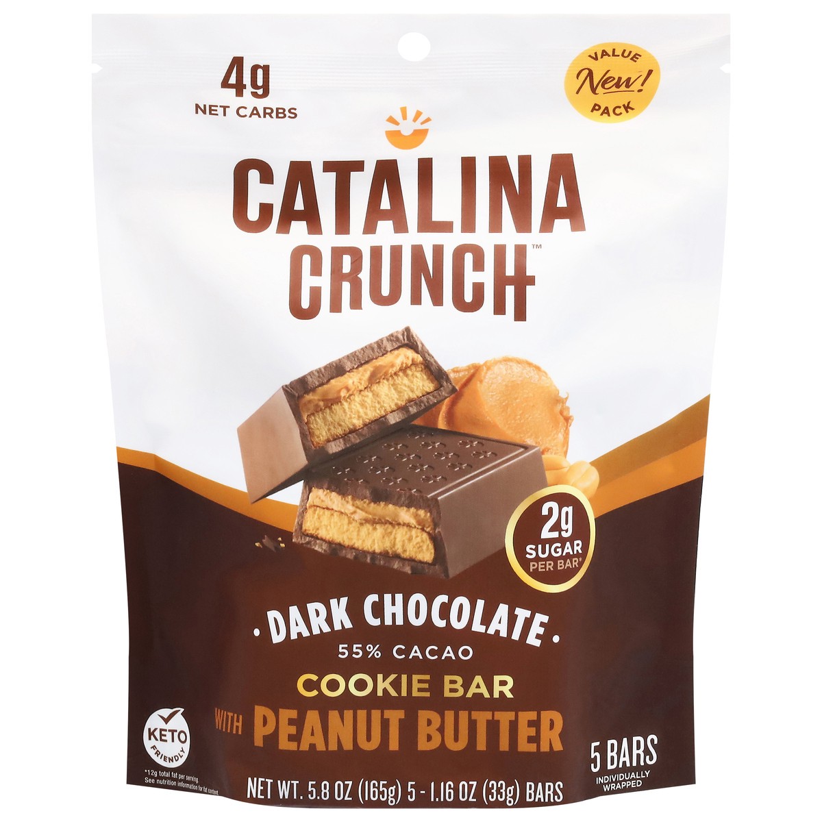 slide 2 of 14, Catalina Crunch 55% Cacao Dark Chocolate Cookie Bar with Peanut Butter 5 - 1.16 oz Bars, 5.8 oz