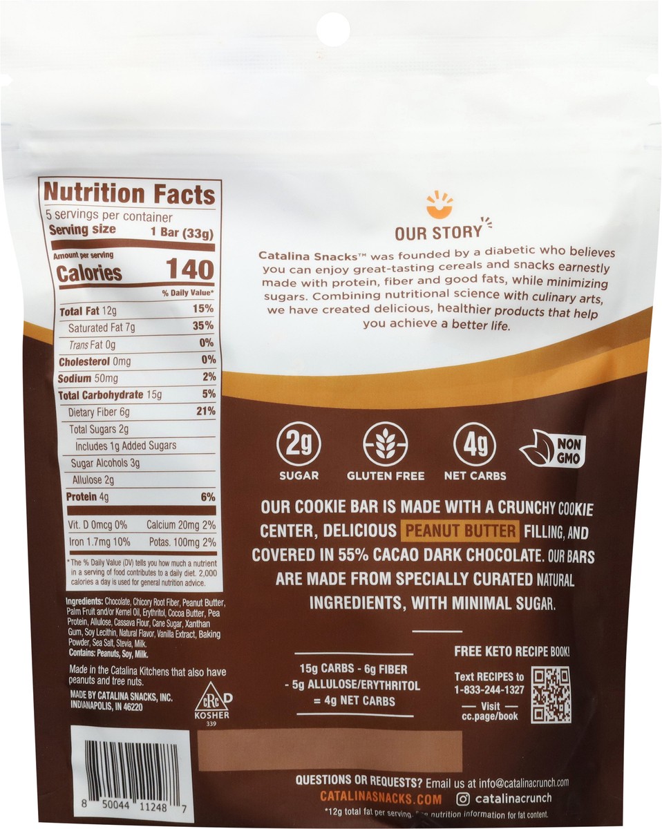 slide 13 of 14, Catalina Crunch 55% Cacao Dark Chocolate Cookie Bar with Peanut Butter 5 - 1.16 oz Bars, 5.8 oz