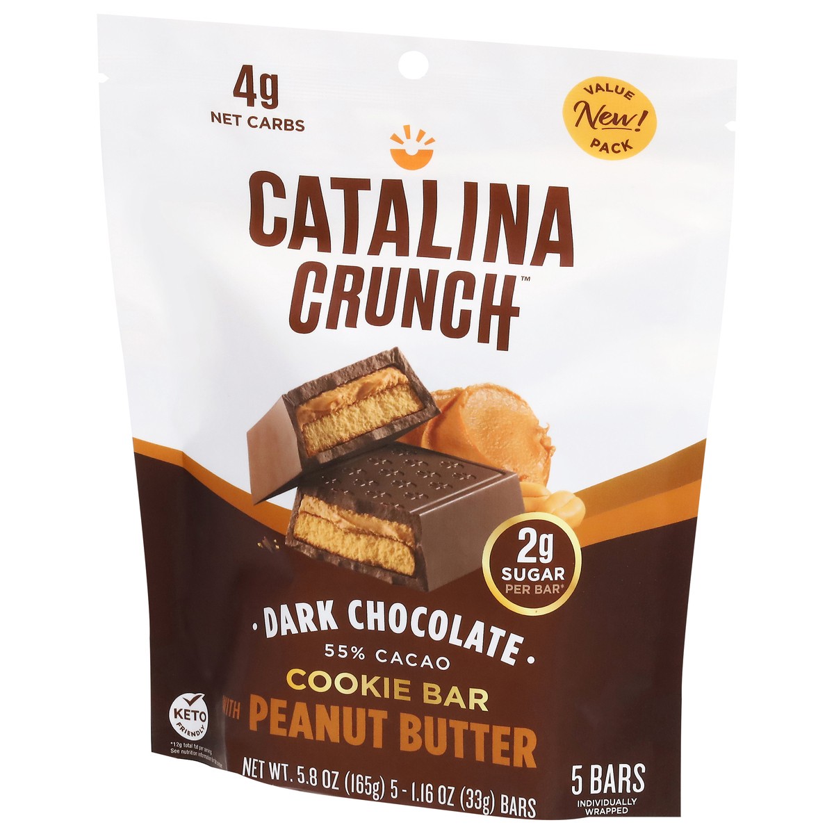 slide 3 of 14, Catalina Crunch 55% Cacao Dark Chocolate Cookie Bar with Peanut Butter 5 - 1.16 oz Bars, 5.8 oz