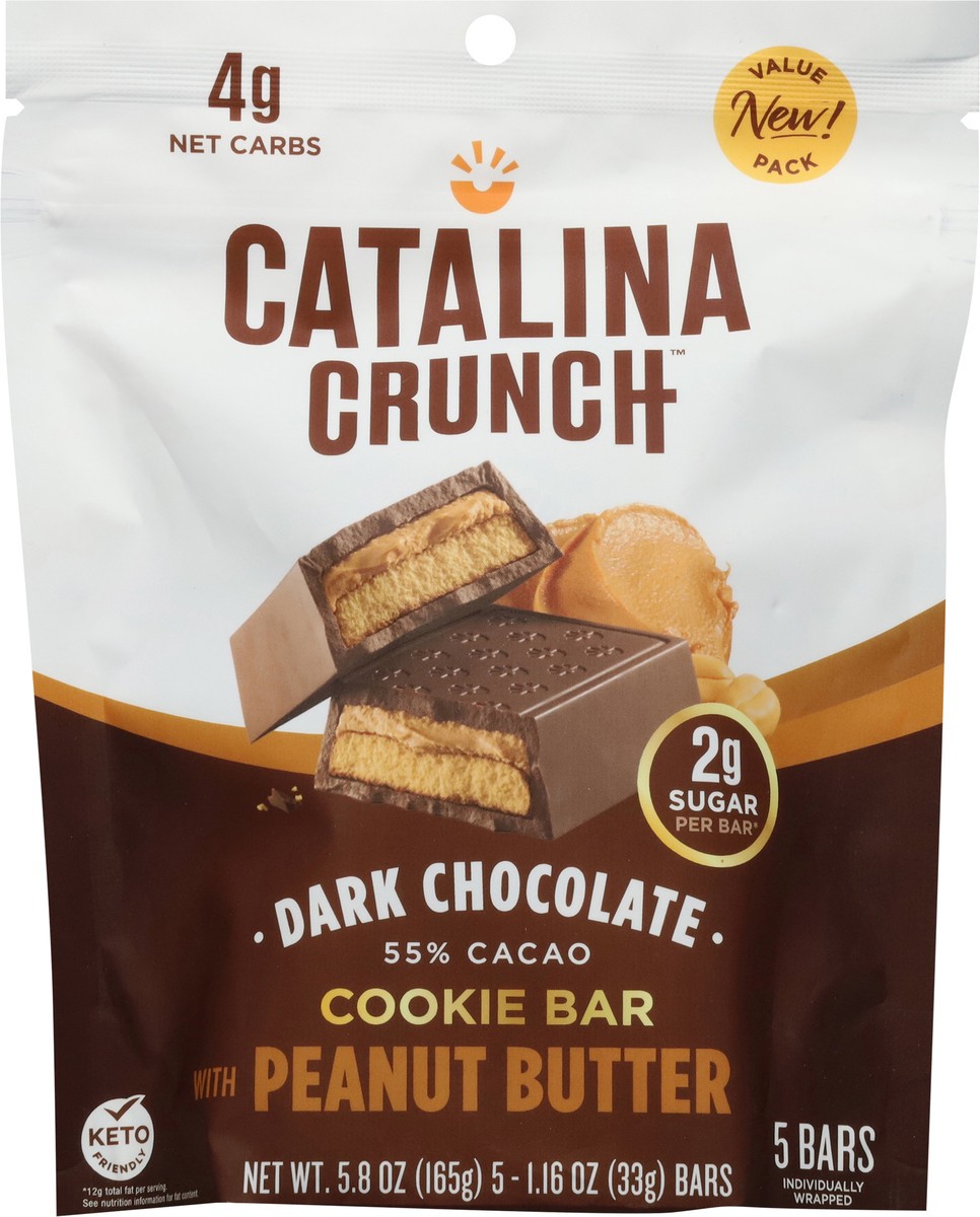 slide 8 of 14, Catalina Crunch 55% Cacao Dark Chocolate Cookie Bar with Peanut Butter 5 - 1.16 oz Bars, 5.8 oz