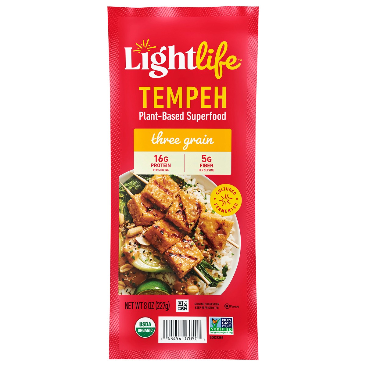 slide 1 of 7, Lightlife Tempeh, Three Grain, 8 oz