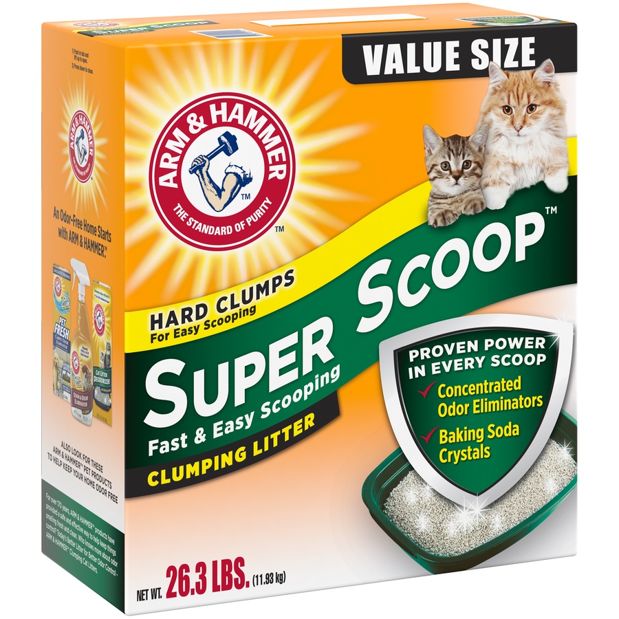 slide 2 of 3, ARM & HAMMER Super Scoop Clumping Litter, 26.3 lb