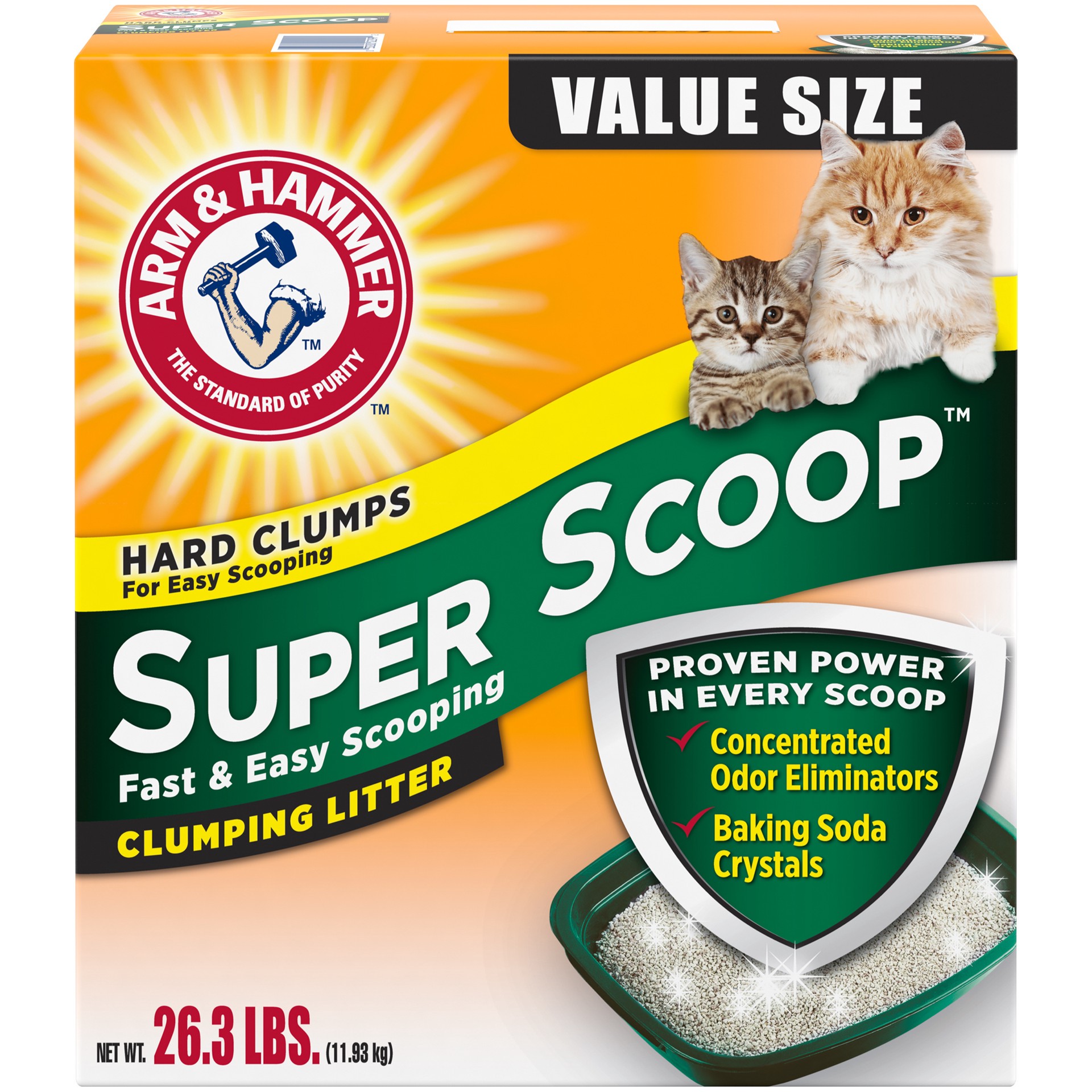 slide 1 of 4, Arm & Hammer Super Scoop Clumping Litter Fresh Scent 26.3lb, 26.3 lb