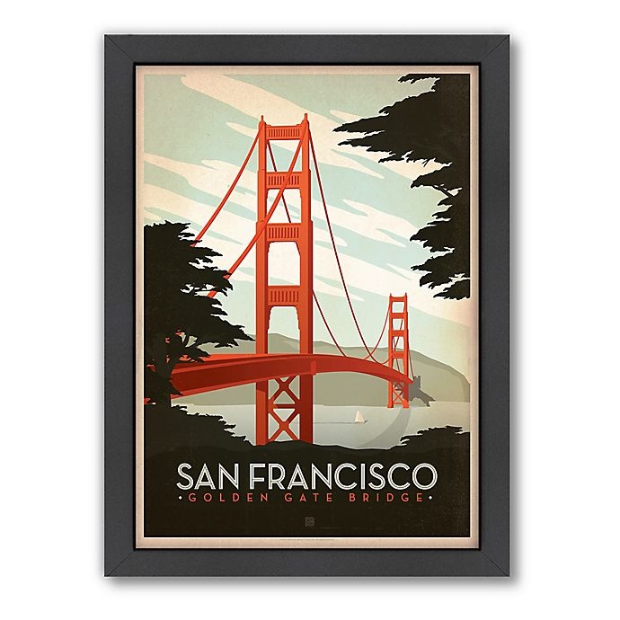 slide 1 of 1, Americanflat Golden Gate Bridge Framed Wall Art, 21.5 in x 27.5 in