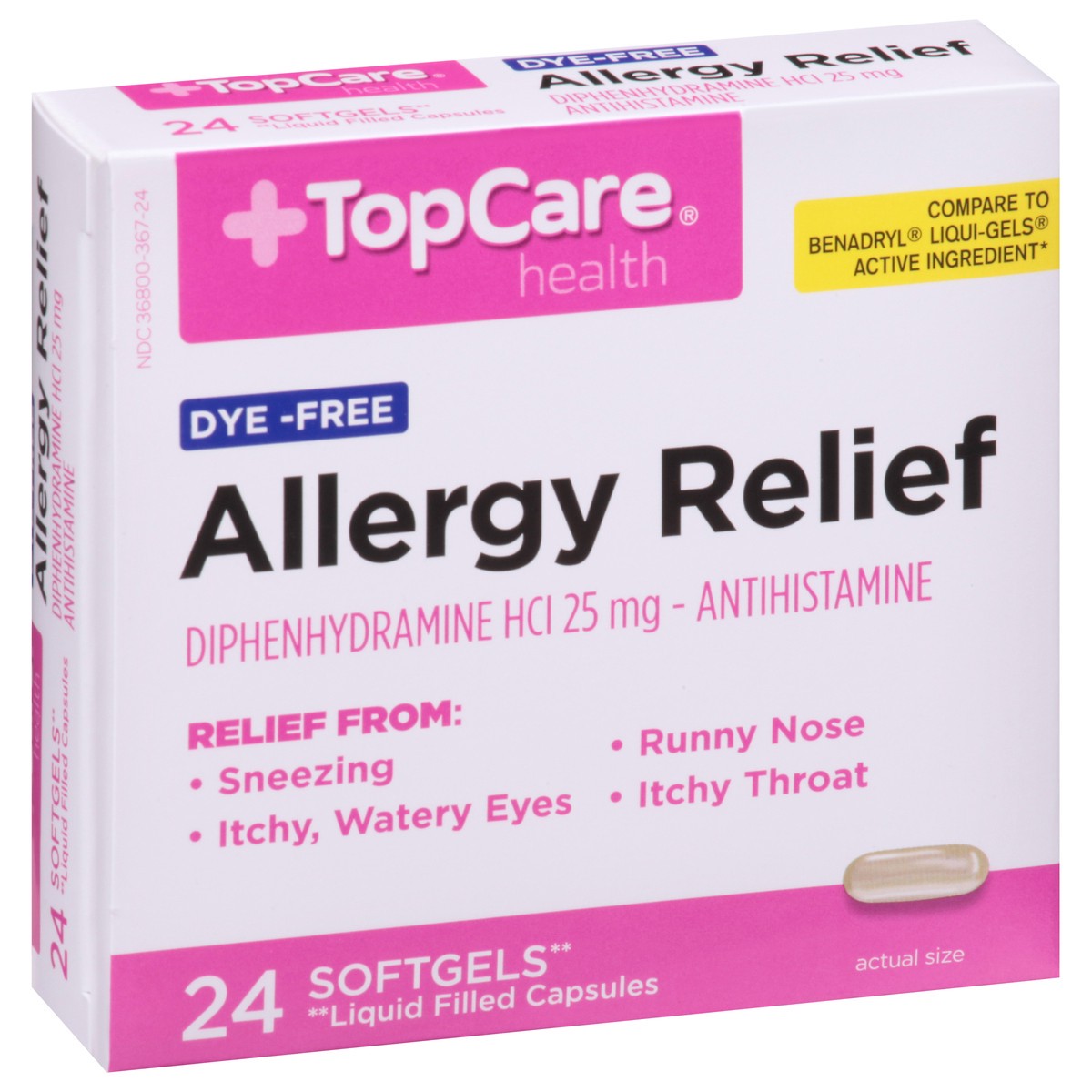 slide 2 of 9, TopCare Allergy Relief Soft Gels, 24 ct