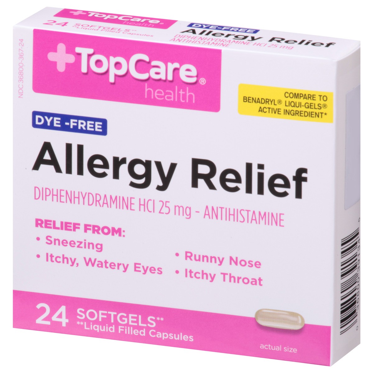 slide 3 of 9, TopCare Allergy Relief Soft Gels, 24 ct